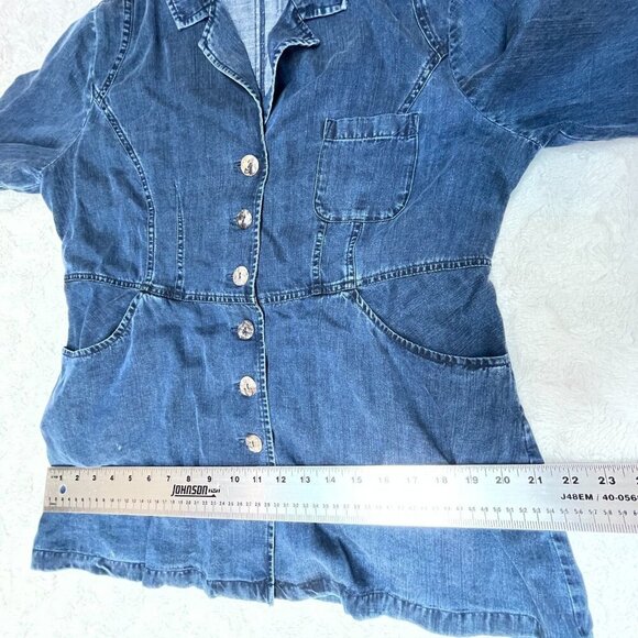 Soft Surroundings Womens Button Front Chambray Tunic Top Jacket Petite Medium - Picture 8 of 10
